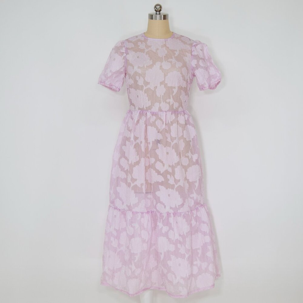H&M Lilac Organza Floral Midi Dress – NWT